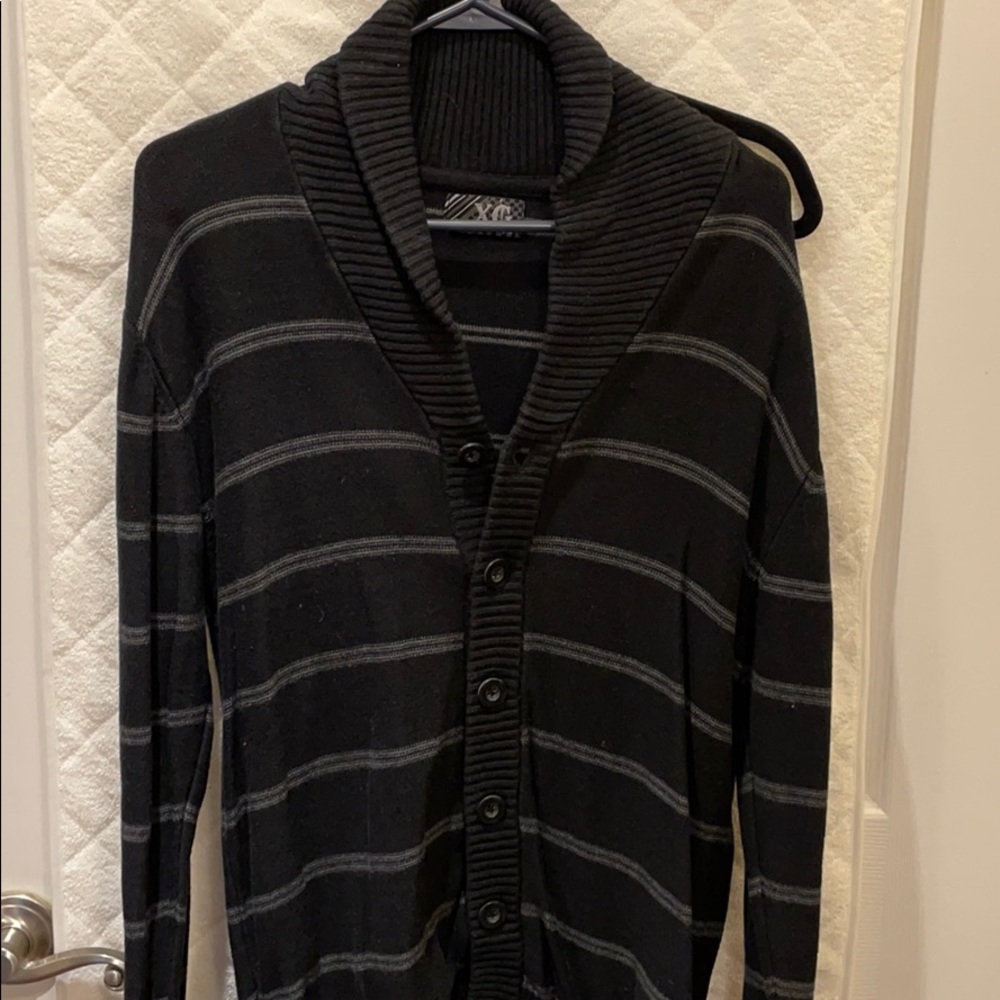 Black Striped Cardigan